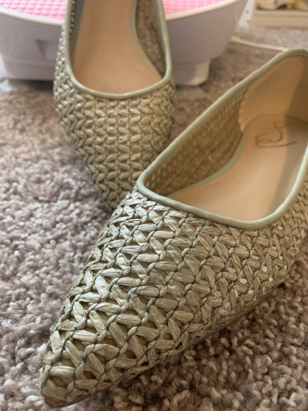 Sam Edelman Woven Pointed Flats in Sage Green - Picture 3 of 5